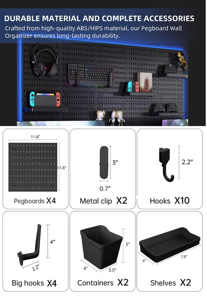 Zestify Revamp Your Space With A Versatile Pegboard Kit - Effortlessly Organize Home, Office, And Gaming Setup With Customizable Hanging Solutions (Black)