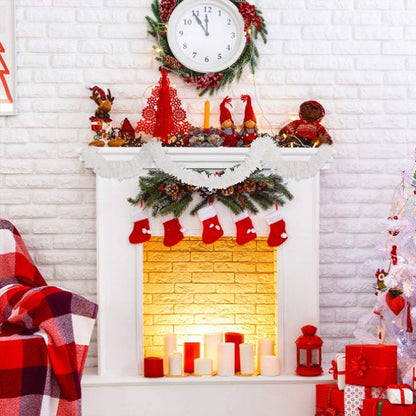 CCINEE 33FT Christmas Tinsel Garland, White Metallic Twist Garland with Snowflakes for Home Decoration