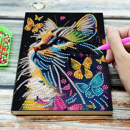 5D DIY Diamond Painting Notebook Art Kits for Adults Beginners Cover Leather Diamond Painting Sketchbook Flower Diamond Art Hardcover Dairy Book Festival Birthday Gift 8.26x5.7 in (Blue-04)