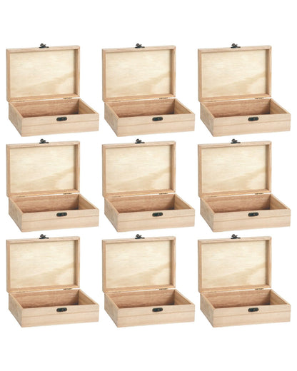 Xhqsulsclac 6pcs Handmade Kirigou Woode nunfinished Box,8.2X5.8X2.6in Organizer Keepsake Box Jewelry Storage Handmade DIY Wooden Boxes Hinged Cover with Front Clasp