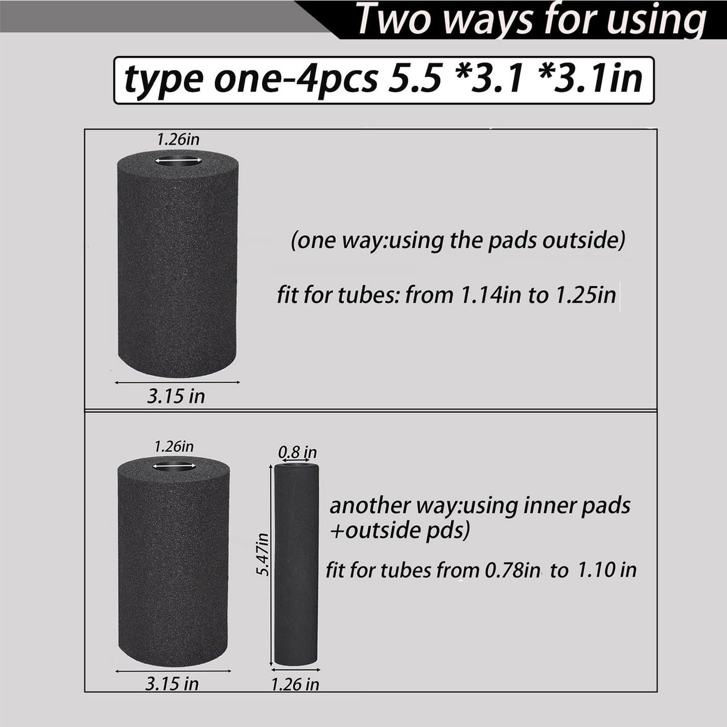 Foot Foam Pads Rollers(7.87in*3.14in*3.14in) for Exercise Machine, Inversion Table, Workout Bench, Sits Ups Replacement Parts, Home Gym Accesories