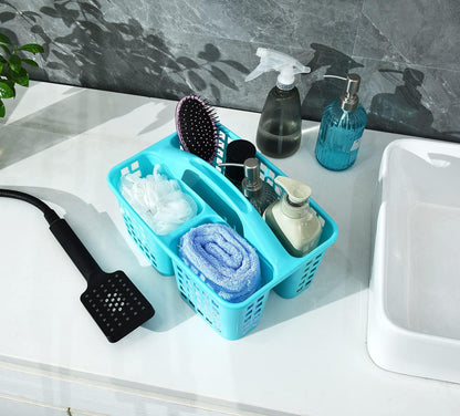 ALINK Plastic Shower Caddy Basket, Portable Divided Cleaning Supply Storage Organizer with Handle, Blue
