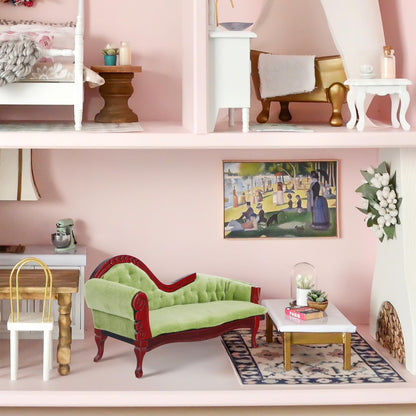 Gatuida Miniature Lounge Sofa Model Dollhouse Couch Furniture 1/12 Scale Mini Sofa for Dollhouse Decor Collectible Micro Furniture Accessory