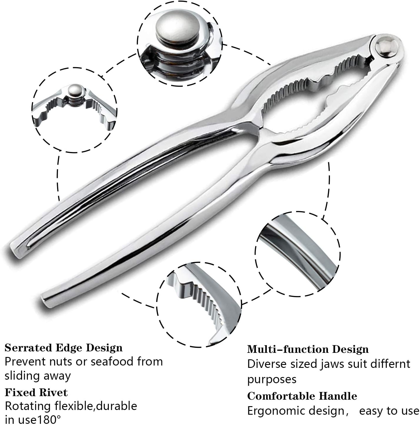 12Pcs Set Sets Crab Crackers and Tool, Nut Crackers for King Crab Legs, Stainless Steel Seafood Tools Cracker Lobster