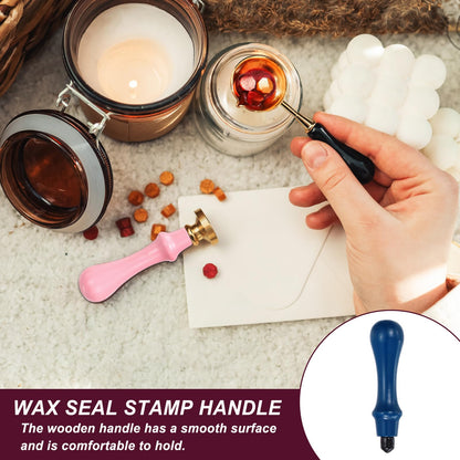 PATIKIL Wax Stamp Seal Kit Include Sealing Warmer, Melting Spoon, Silicone Pad, Stamp Handle, Retro Melt Stove Pot Furnace Tool for Envelope Letter Mailing Crafts DIY, Dark Blue/Sky Blue