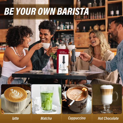 Rechargeable Handheld Milk Frother for Coffee, Electric Whisk with Wall Mounted Stand for Lattes, Hot Chocolate