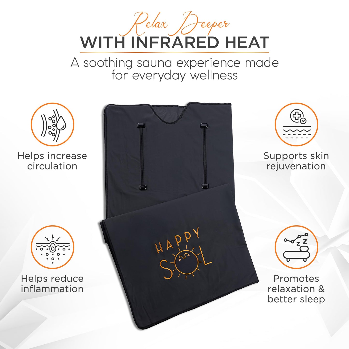 Happy Sol Far Infrared Sauna Blanket for Home, Portable Infrared Sauna Blanket for Therapy, Convenient Arm Holes, Sauna Blanket for Detox, Suitable for Relaxation and Exercise Recovery, Very Low EMF