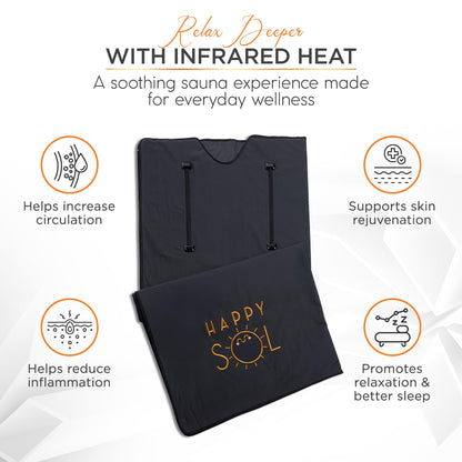 Happy Sol Far Infrared Sauna Blanket for Home, Portable Infrared Sauna Blanket for Therapy, Convenient Arm Holes, Sauna Blanket for Detox, Suitable for Relaxation and Exercise Recovery, Very Low EMF