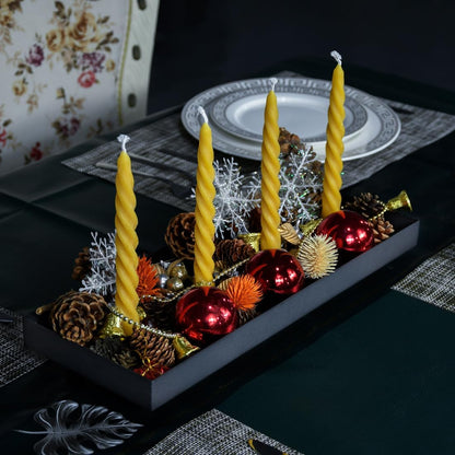 TELOSMA Advent Candle Holder - Matte Black Iron Tray for 4 Taper Candles | Perfect for Thanksgiving & Christmas Decor