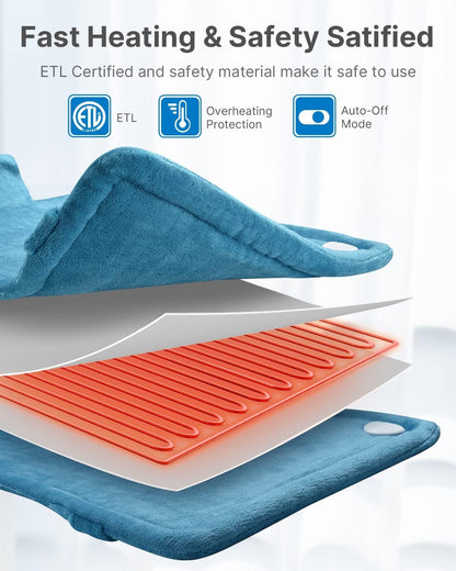 RENPHO Electric Heating Pad for Back Pain Relief, Birthday Christmas Gifts for Women Men Mom Dad Elderly, FSA Eligible Items Only List, Large Heat Pad for Neck Shoulders, 24"x33", ETL Certified, Gray