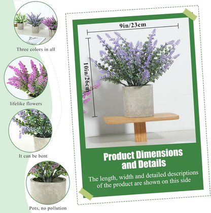 Indoor3-Pack Plant Stand Lifelike Artificial Lavender Artificial Plants Indoor, Nordic Lavender Table