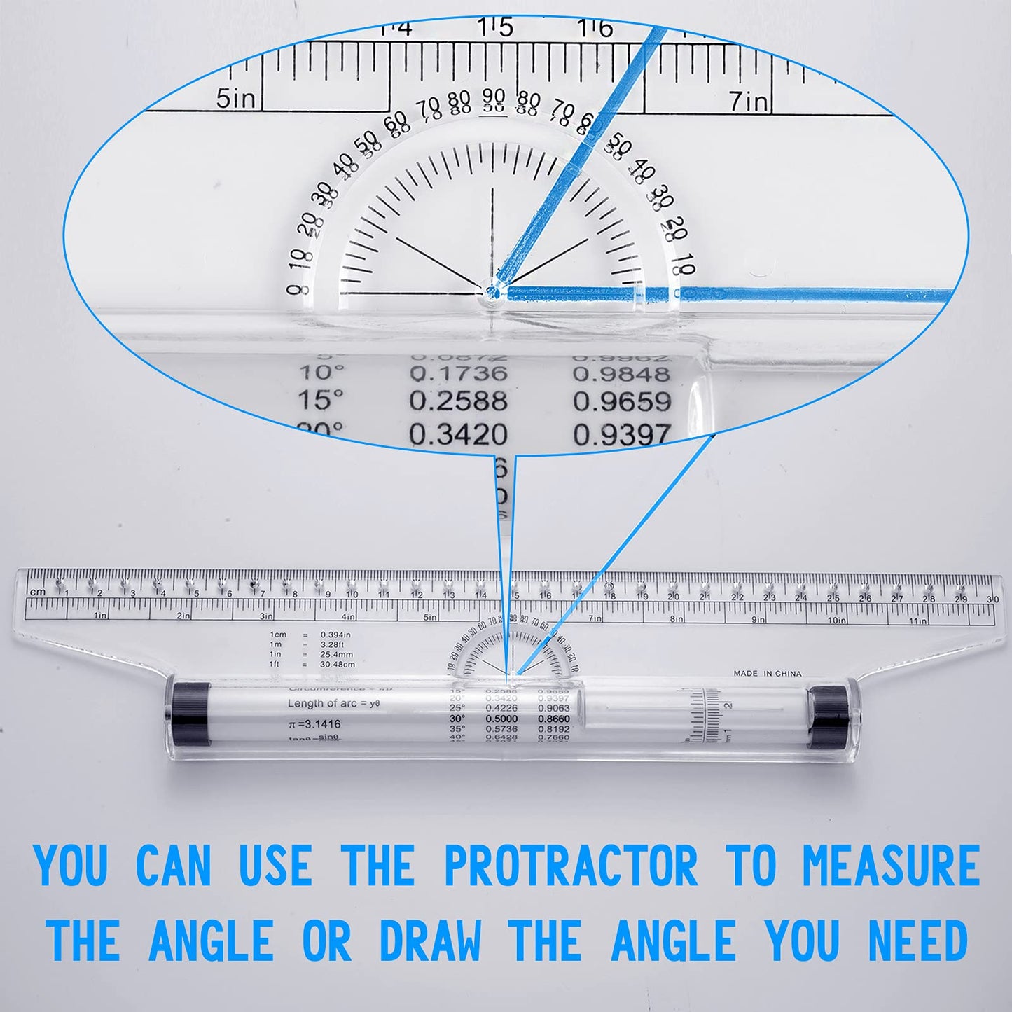 Frienda 2 Pieces Plastic Measuring Rolling Ruler Drawing Parallel Multifunctional Drafting Ruler for Architect Office Math(6 Inch, 12 Inch)