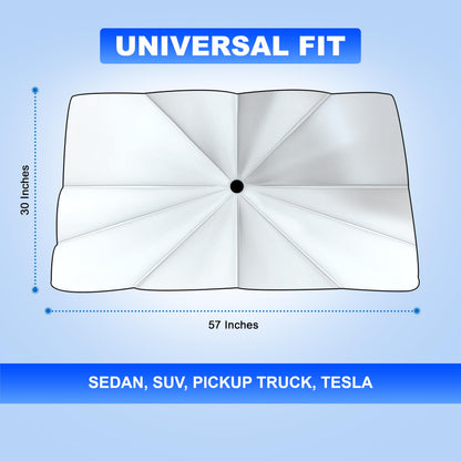 EcoNour Car Umbrella Windshield Sun Shade | Universal Fit Foldable Car & Truck Sun Shade | Double Layer Windshield Cover for SUV, Sedan & Truck | Sun Shade Cover for Front Baby Window Shades - 57"x30"