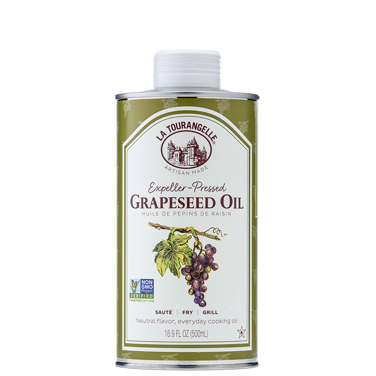 La Tourangelle, Organic Canola Oil, Expeller-Pressed Non-GMO Canola Seeds, Pesticide and Chemical Free, High Heat Neutral Cooking Oil, 16.9 Fl Oz