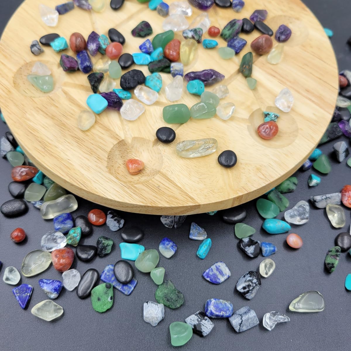 SeeuFun 10 Kinds Gemstones and Crystals Set Tumbled Chps Crystals for Jewelry Making,Candle Making,Crushed Stones,Shungite,Snowflake Obsidian,Citrine(Yellow)