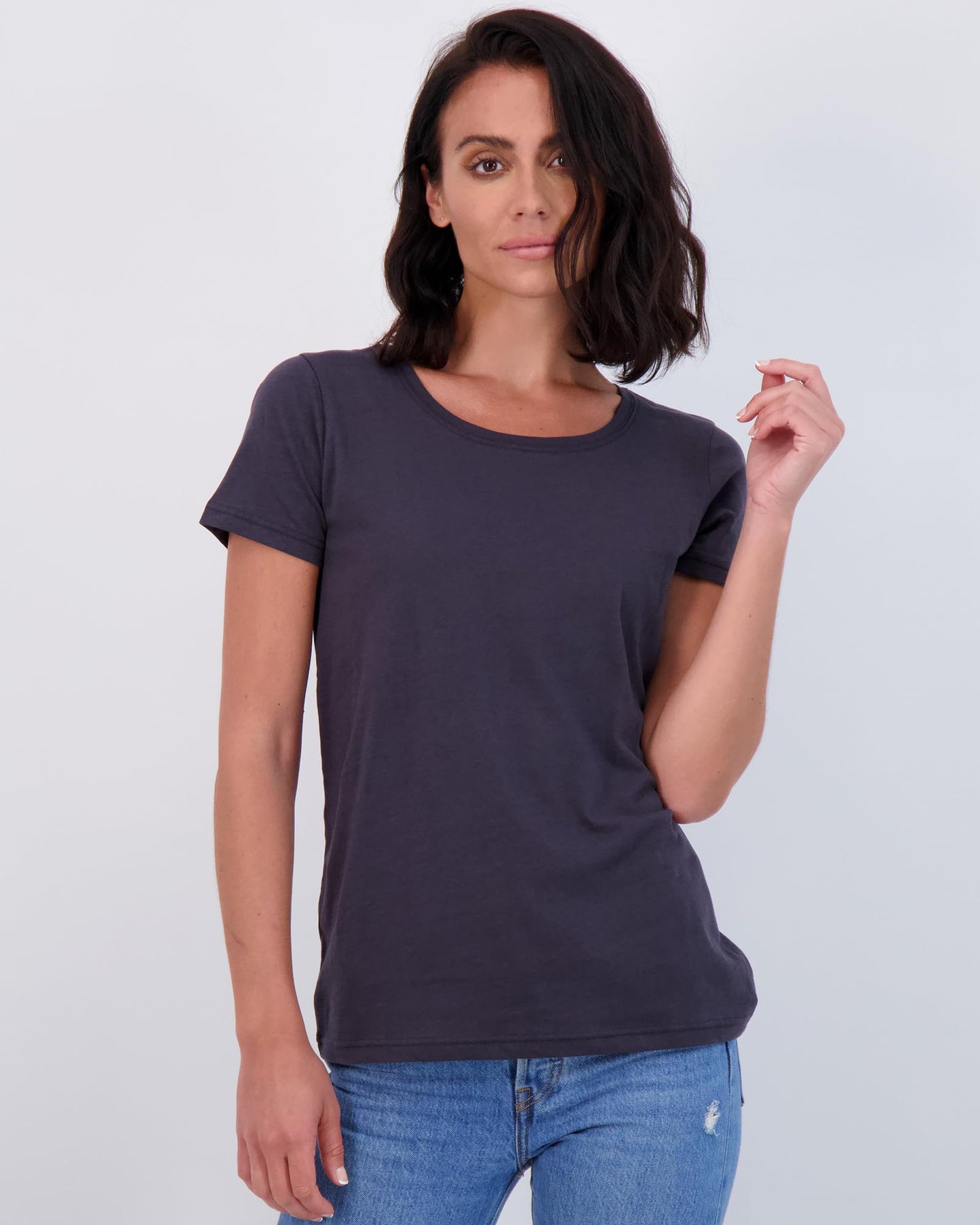 4 Pack: Womens Cotton Crew Neck Scoop Short Sleeve T-Shirt Women Shirt Tshirt Tshirts Shirts Athletic Tee Tops Casual Blouse Tees Lounge Ladies Basic Workout Classic Relaxed Loose Fit - Set 7,L