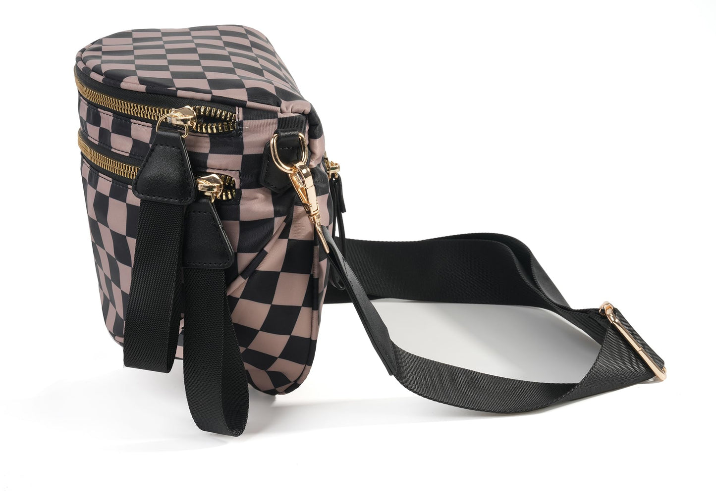 Spacious Checkered Nylon Crossbody Bag Bum Bag Checkered Handbags Wallets for Women