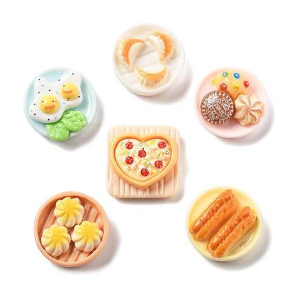 LiQunSweet 100 pcs Lovely Food Theme Resin Cabochons Bread Egg Corn Cake Biscuit Cookies Dumplings Breakfast No Hole Beads for DIY Jewelry Embellishment Craft Phone Bag Shoes