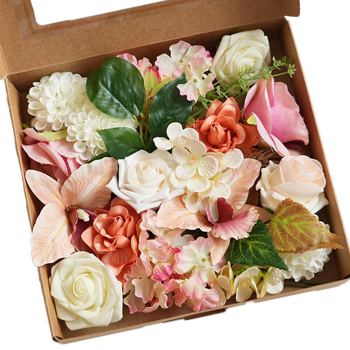Pink Artificial Flowers Combo Set - Silk Roses Orchid Hydrangea for Wedding Bouquets, DIY Bridal Flower Arrangements, Wedding Table Centerpieces for Receptions, Cake Decor, Home Party Decoration