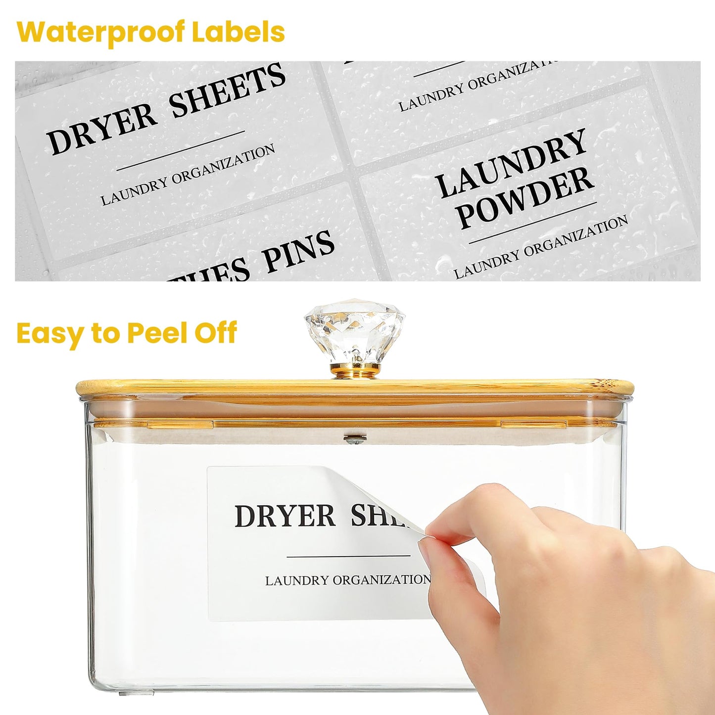 4 Pack Clear Laundry Pods Container & Dryer Sheet Holder Set with Lid, Laundry Containers with Scoops & Labels, Laundry Room Organization and Storage for Laundry Detergent, Pods, Powder, Beads