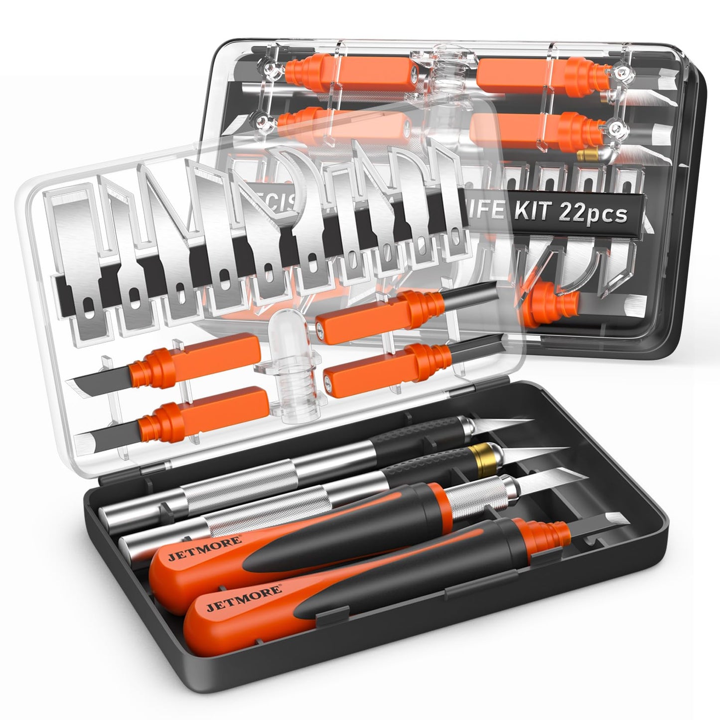JETMORE Exacto Knife, 22-Piece Exacto Knife Set, Hobby Knife with Exacto Blades, Craft Knife for Modeling, Carving, Precision knife for Stencil, Crafting, Scrapbooking, Art Knife