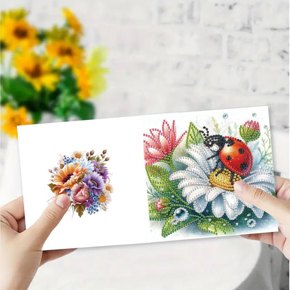 MaiYiYi 6 Pack 5D DIY Bee Diamond Art Greeting Cards Ladybug Diamond Painting Greeting Cards Flowers Diamond Art Cards for Family Friends Holiday Birthday