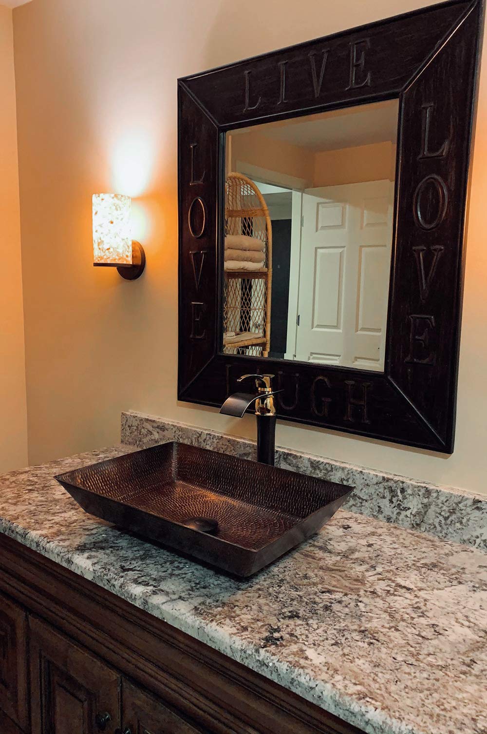 Premier Copper Products Rectangle 20 in. Hammered Copper Vessel Sink in Oil Rubbed Bronze VREC2014DB