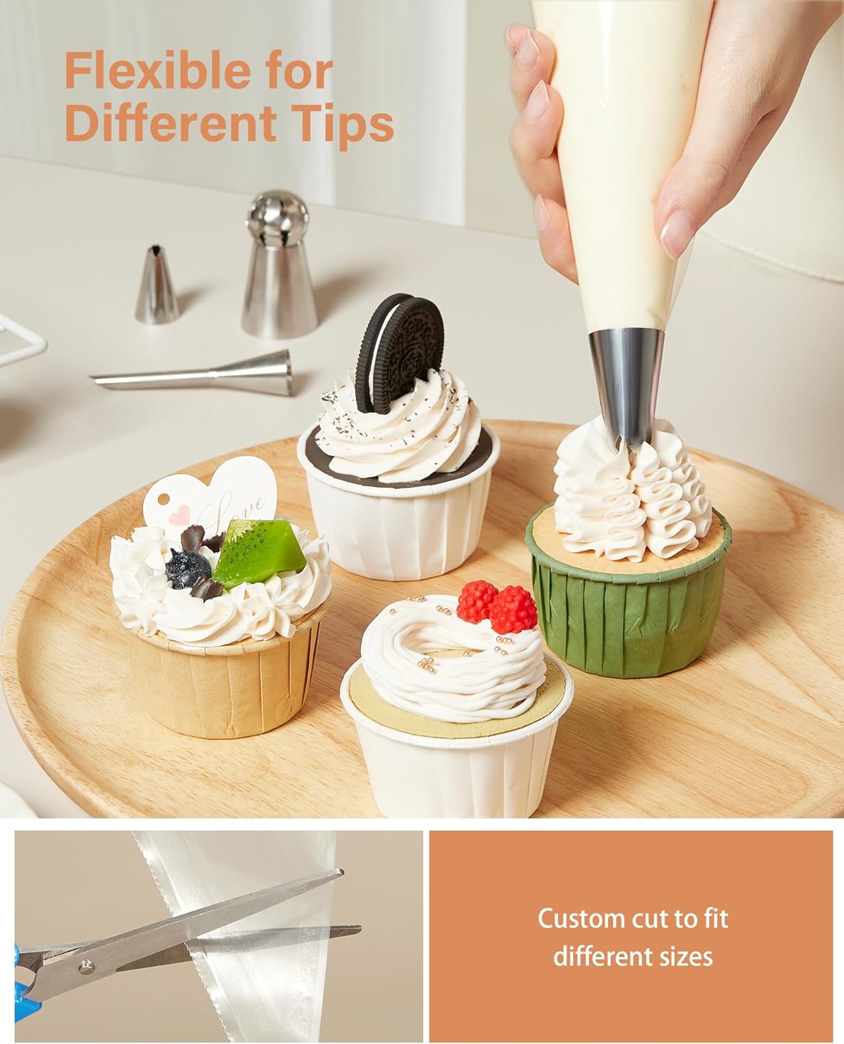 Kootek 12" Piping Bags (100Pcs), Disposable Anti Burst Pastry Bags for Cake Decorating, Cookies, and Baking Supplies.