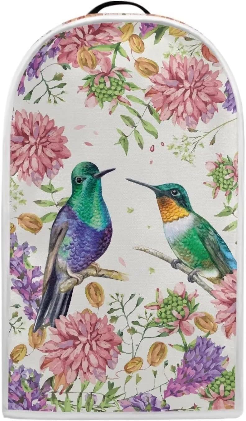Floral Hummingbird Print Blender Covers for Kitchen, Anti-Fingerprint Polyester Dust Proof Covers
