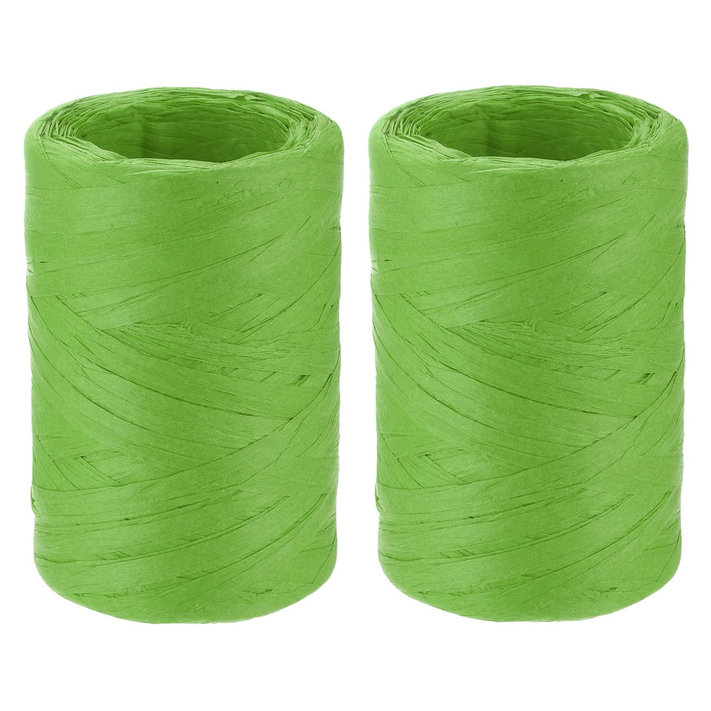 MECCANIXITY 2 Rolls Raffia Paper Ribbon Bulk,1/4 Inch Wide 110 Yards Light Green Twine String Paper Yarn for DIY Craft Weaving, Decoration, Gift Wrapping