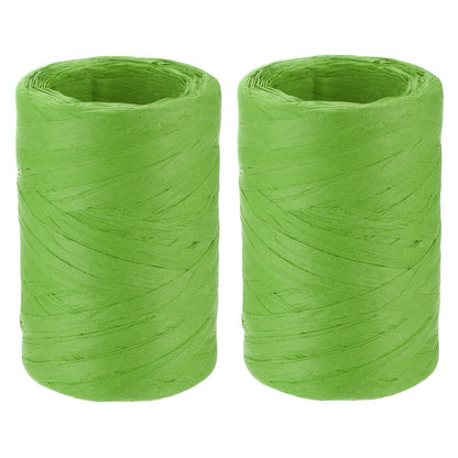 MECCANIXITY 2 Rolls Raffia Paper Ribbon Bulk,1/4 Inch Wide 110 Yards Light Green Twine String Paper Yarn for DIY Craft Weaving, Decoration, Gift Wrapping