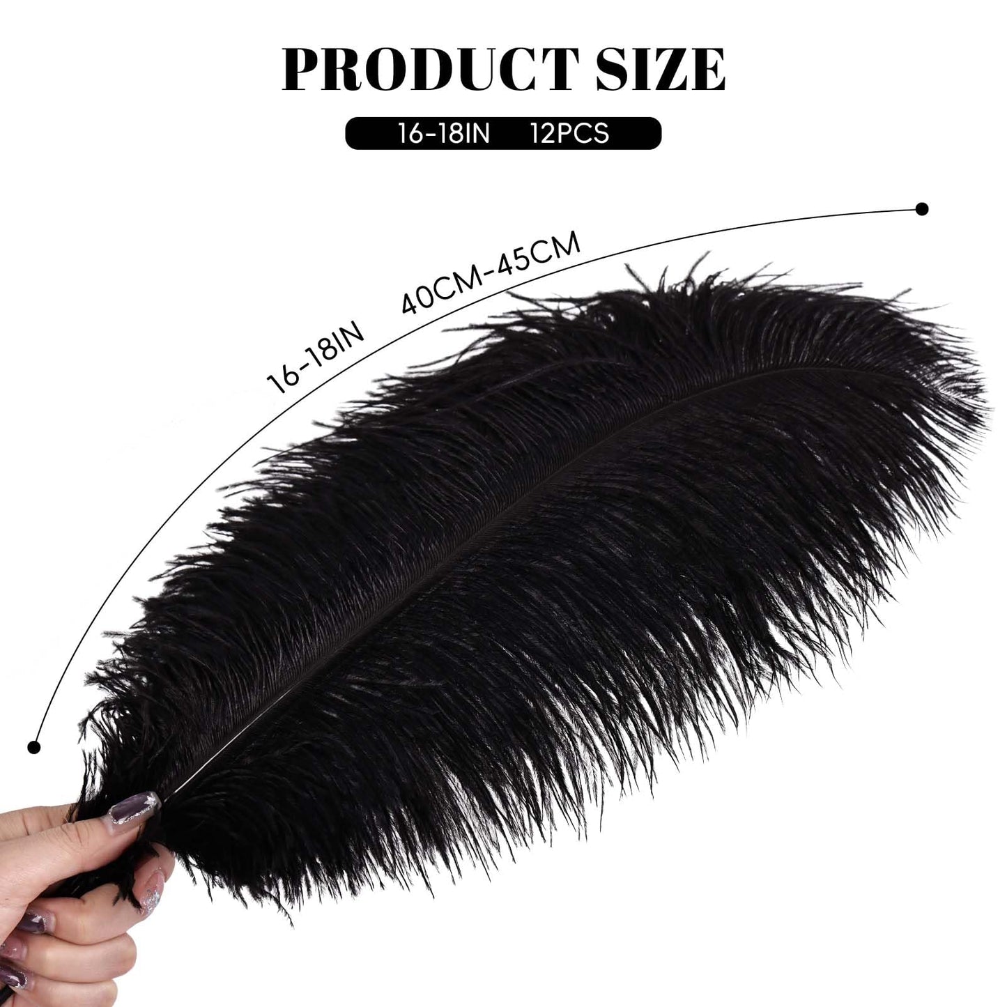 THARAHT Ostrich Feathers 12pcs 16-18Inch 40cm-45cm Large Natural Bulk for Wedding Party Centerpieces Christmas Tree Holiday Home Decoration Feathers