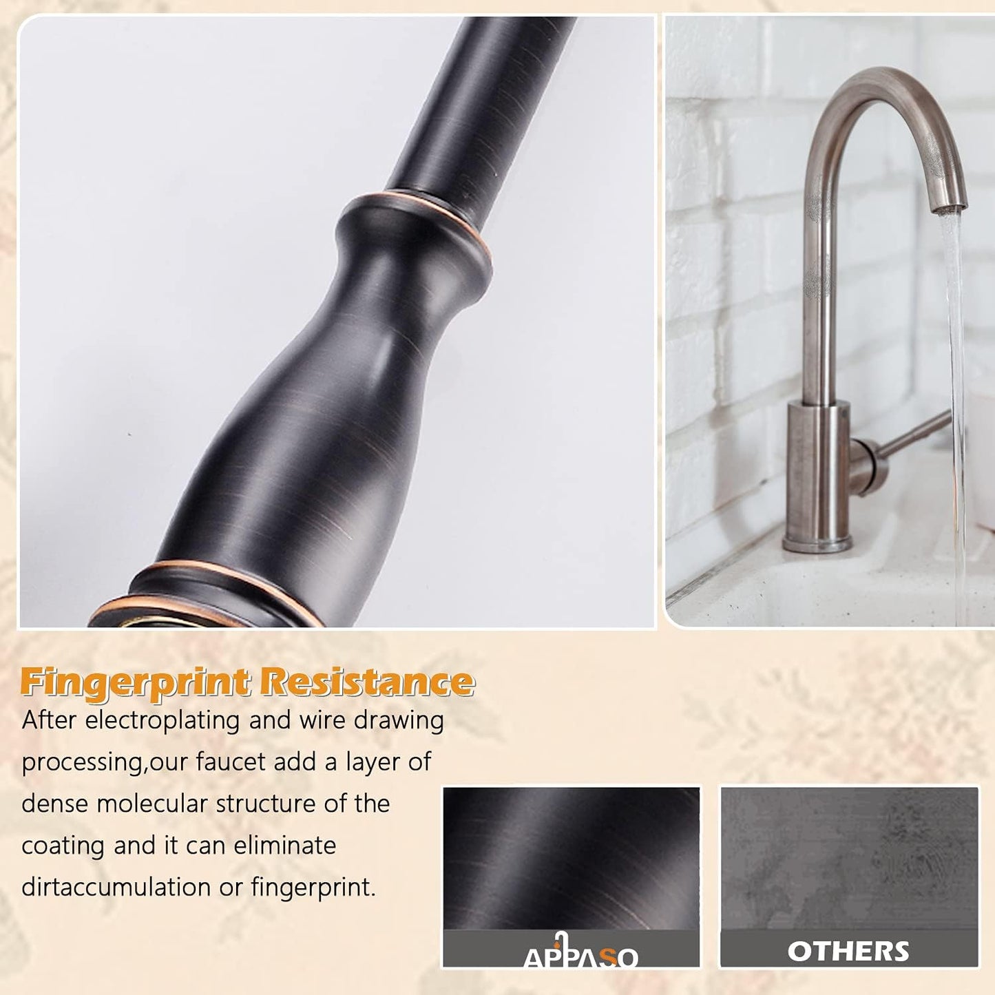 APPASO 3 Hole Kitchen Faucet with Pull Down Sprayer, Kitchen Faucets with Soap Dispenser, 3 Pieces Kitchen Sink Faucet with Separate Handle, Matte Black Kitchen Faucet 3 Hole, 218MB
