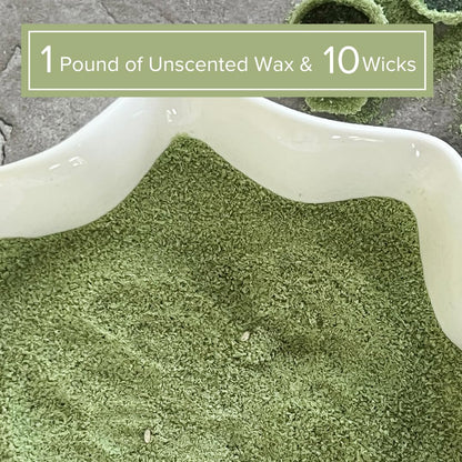 Simply Soson 1lb Green Unscented Sand Candles with Wicks, Pearled Candle, Powder Candle Wax, Refillable Pearl Candle with 10 Wicks for Candlemaking