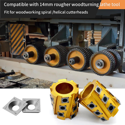 14×14×2mm Square Carbide Inserts for woodturning, Tungsten Carbide Inserts Set, Indexable Woodworking Cutter Fits Spiral Helical Planer Cutter Head or lathe Turning Tipped, with 10pcs Screws (M6*10)