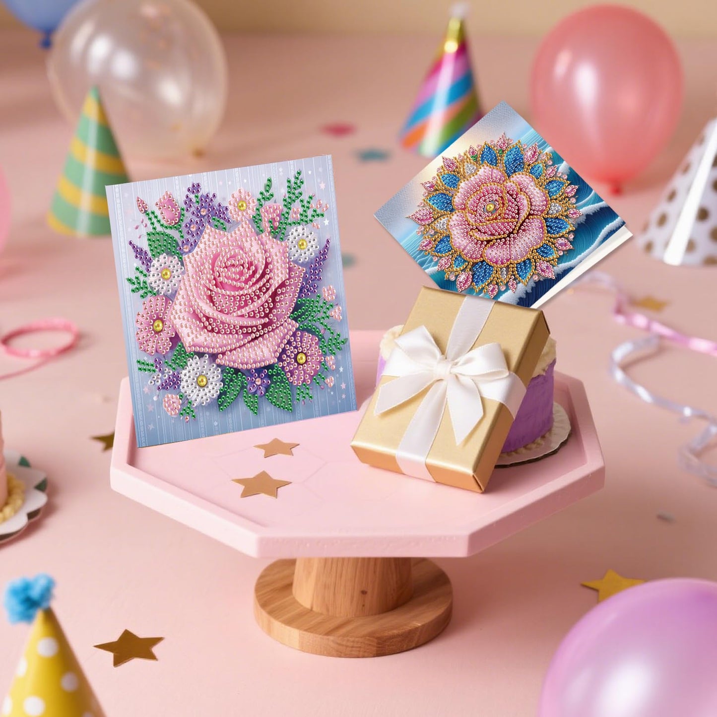 JZHYOAN 6Pcs Diamond Painting Cards Birthday Greeting Cards for Holidays Celebrations Diamond Art Card with Envelopes Crystal Arts Craft DIY Flower Gem Art Gem Painting Mosaic Kit for Adults