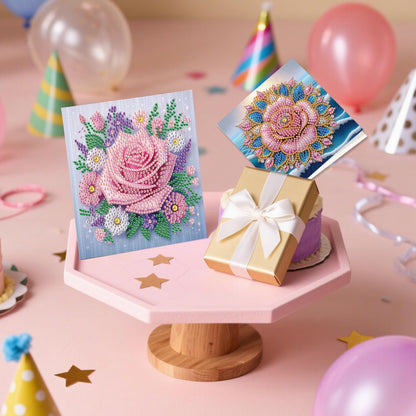 JZHYOAN 6Pcs Diamond Painting Cards Birthday Greeting Cards for Holidays Celebrations Diamond Art Card with Envelopes Crystal Arts Craft DIY Flower Gem Art Gem Painting Mosaic Kit for Adults