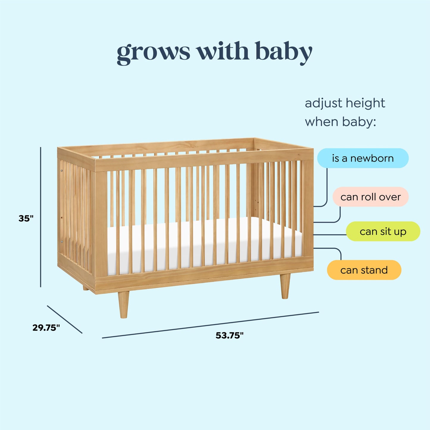 Davinci Marley 3-in-1 Convertible Crib in Honey, Greenguard Gold and FSC® Certified