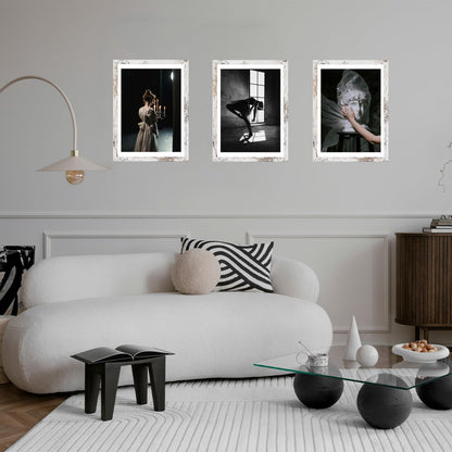 12x16 Frame Rustic White with 10x14 Mat, for 30 x 40cm Diamond Art Painting, Display Photo 10 x 14 with Mat or 12 x 16 without Mat, Wood 12 by 16 Picture Frame for Wall Hanging, Rustic White, 1 Pack