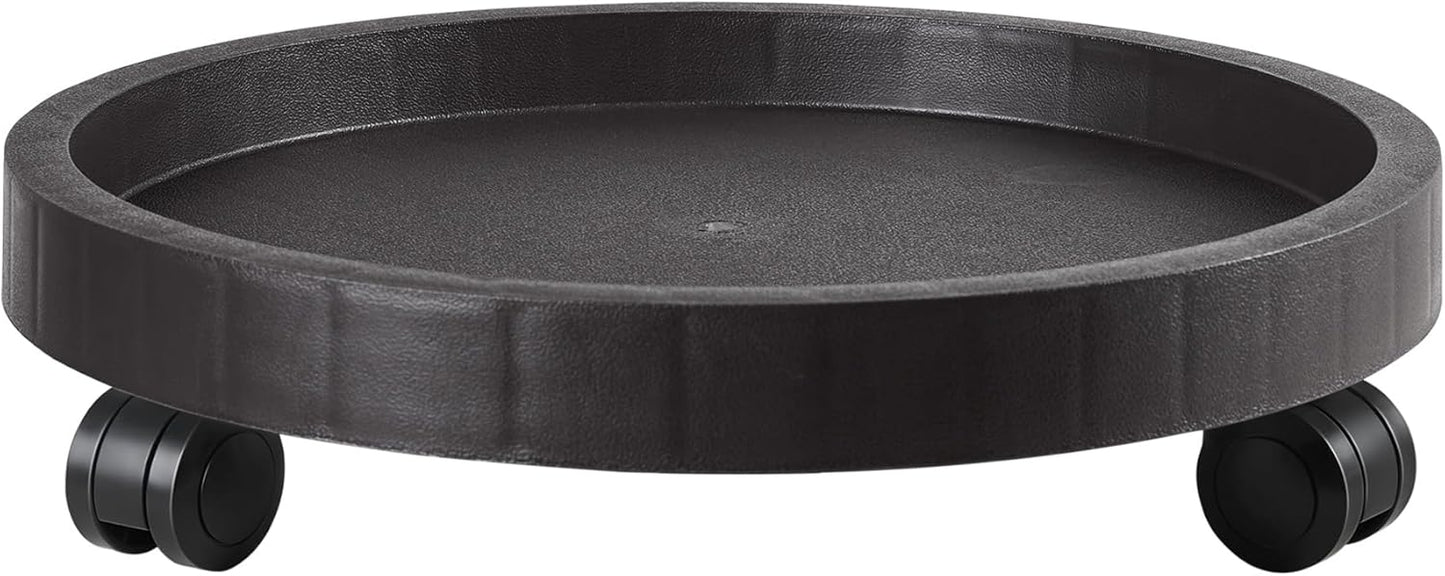 11 Inch Planter Caddies Rolling Saucer Caddy with Wheels, Heavy Duty Wheeled Stand for Potted Plant, Round Coaster