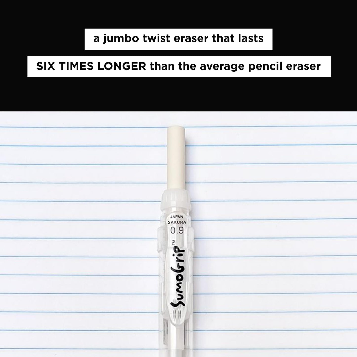 SAKURA SumoGrip Pencil with Comfort Grip - 0.9 mm Ergonomic Mechanical Pencil - Clear