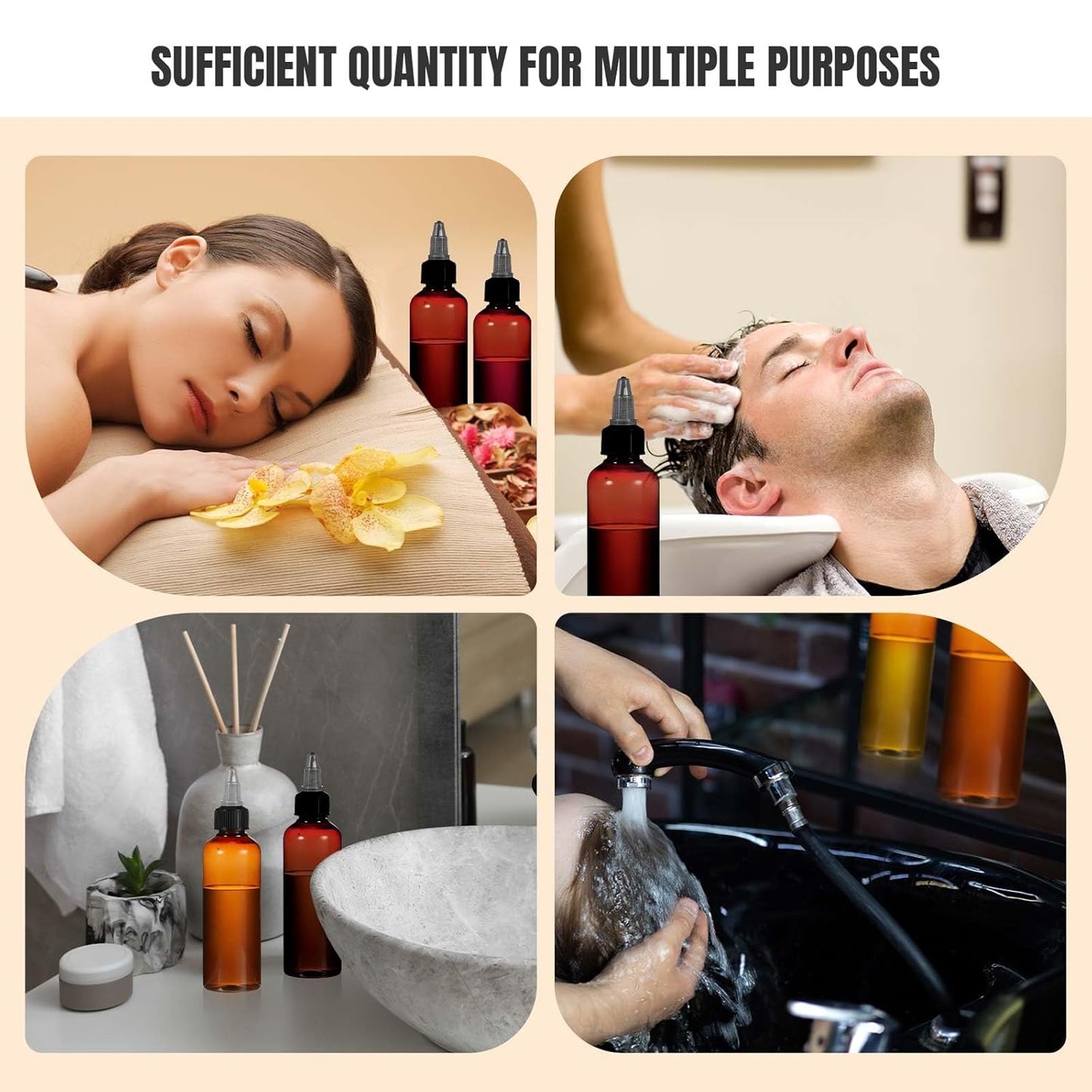 24 (3.4 oz,Amber) Barydat Pcs Squeeze Bottle Twist Top Applicator Empty Hair Oiling Bottle with Funnels Refillable