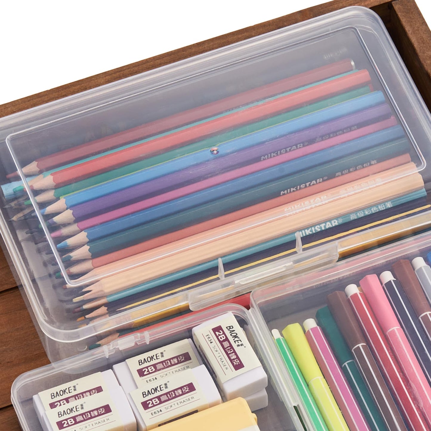 Thintinick 4 Pack Rectangular Clear Plastic Storage Containers Box with Hinged Lid for Beads and Other Small Craft Items (8 x 4.7 x 2.3 inch)