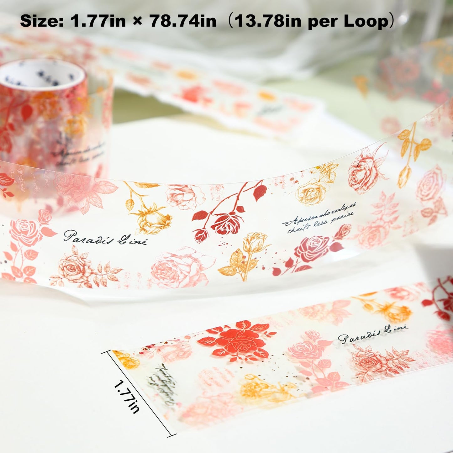 Moriquill Botanical Impressions PET Tape Set – 6 Floral & Leaf Designs, Transparent Adhesive Craft Tape for Scrapbooking, Junk Journal, Card Making & DIY Decoration