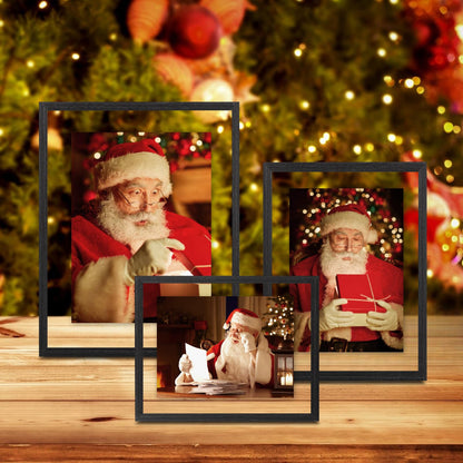 Egofine 8x10 Floating Frames Set of 2, Double Plexiglass Picture Frame, Made of Solid Wood Display Any Size Photo up to 8x10, Wall Mount or Tabletop Standing, Faded Black