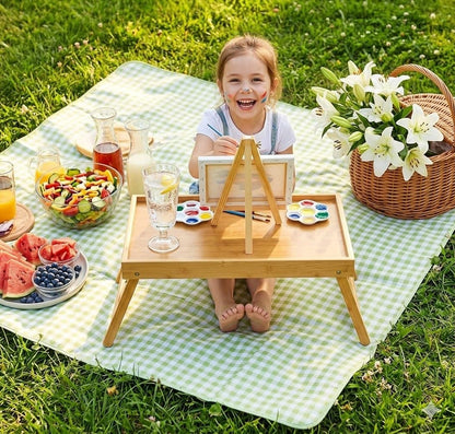 Bamboo Bed Tray Table with Foldable Legs, Breakfast Tray for Sofa, Bed, Eating, Working, Used As Laptop Desk Snack Tray by Pipishell
