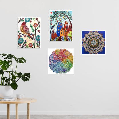 Focart 4 Pack Random Diamond Paintings, 5D DIY Special Shape Rhinestone Diamond Painting Kits for Adults 12x12 inch