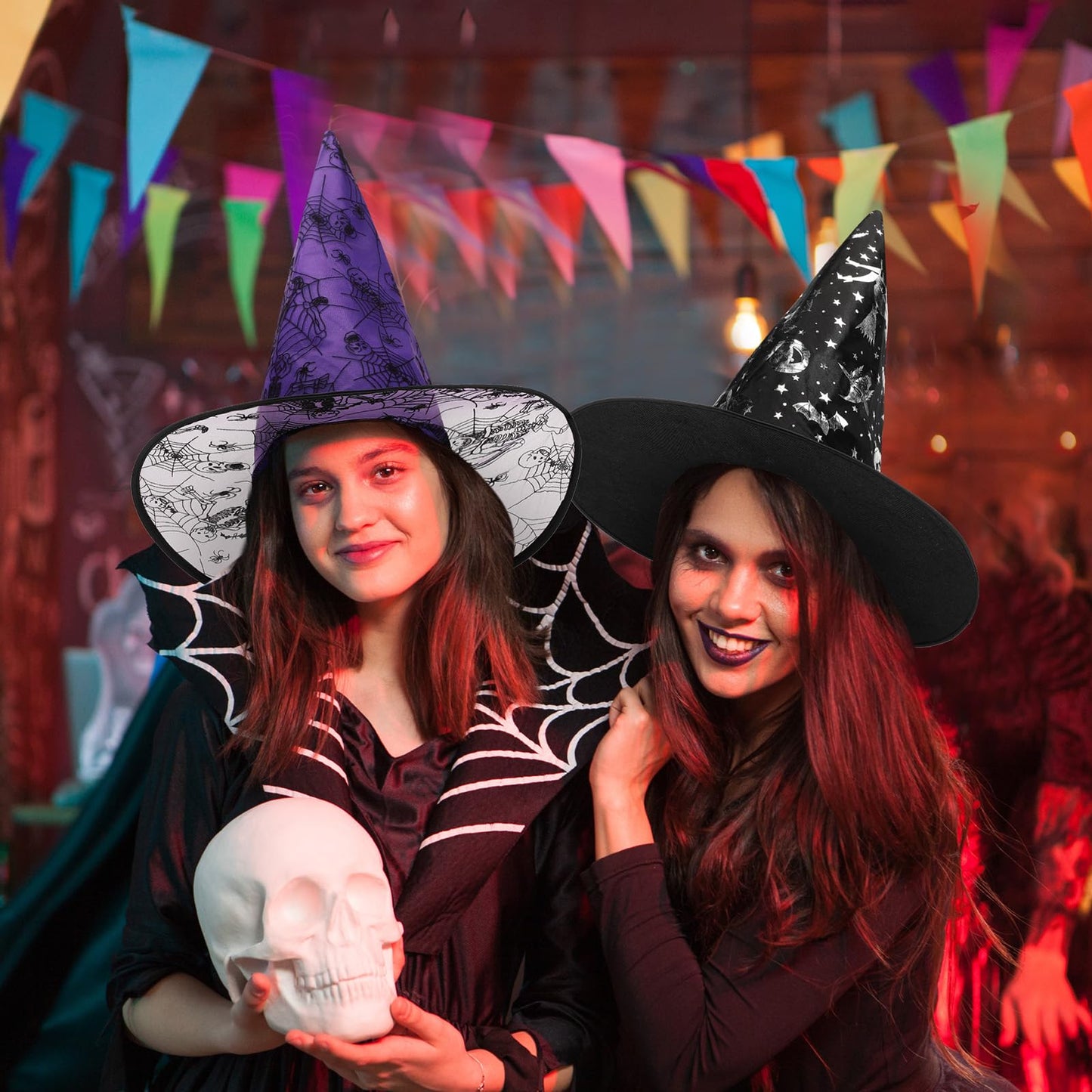 Jerify 18 Pieces Halloween Witch Hat 4 Different Designs Halloween' Party Wizard Hats Costumes Accessories Witch Party Costumes Decorations
