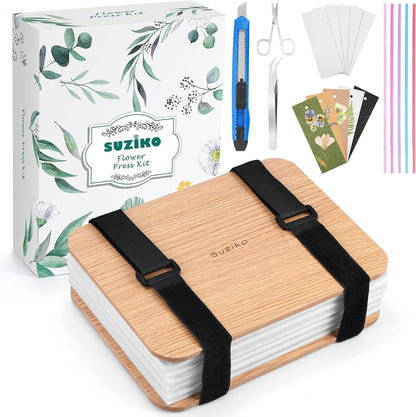 Suziko Professional Flower Press Kit 6 Layers 6.3 x 8.3 inch, Flower Pressing Kit for Adults Kids, Leaf Press,Great Gift Valentine's Day
