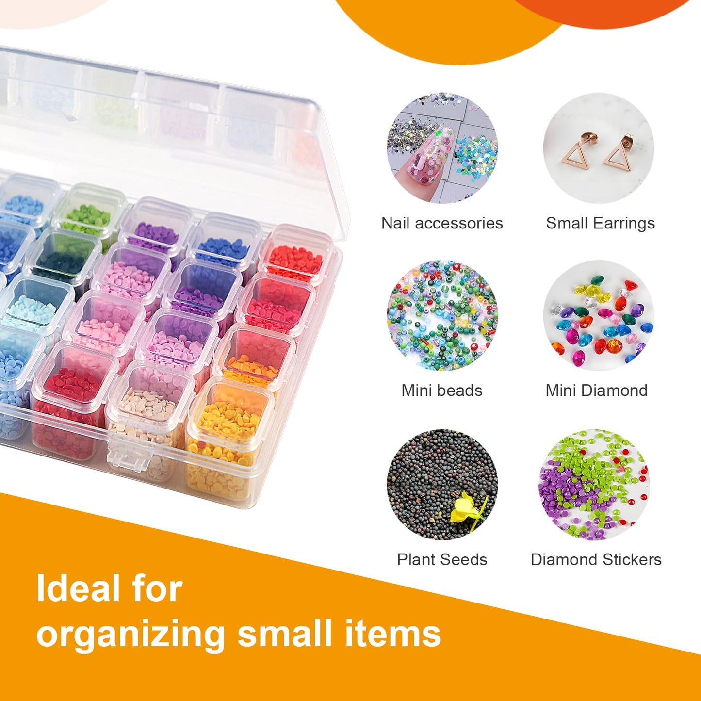 CGCG 5pcs 28 Grids Plastic Organizer case Portable Storage Organizer Containers for Diamond Art, Bead, Diamond Painting